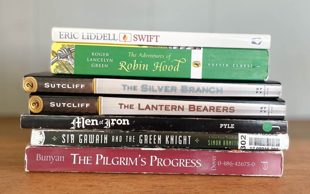 a stack of reading books