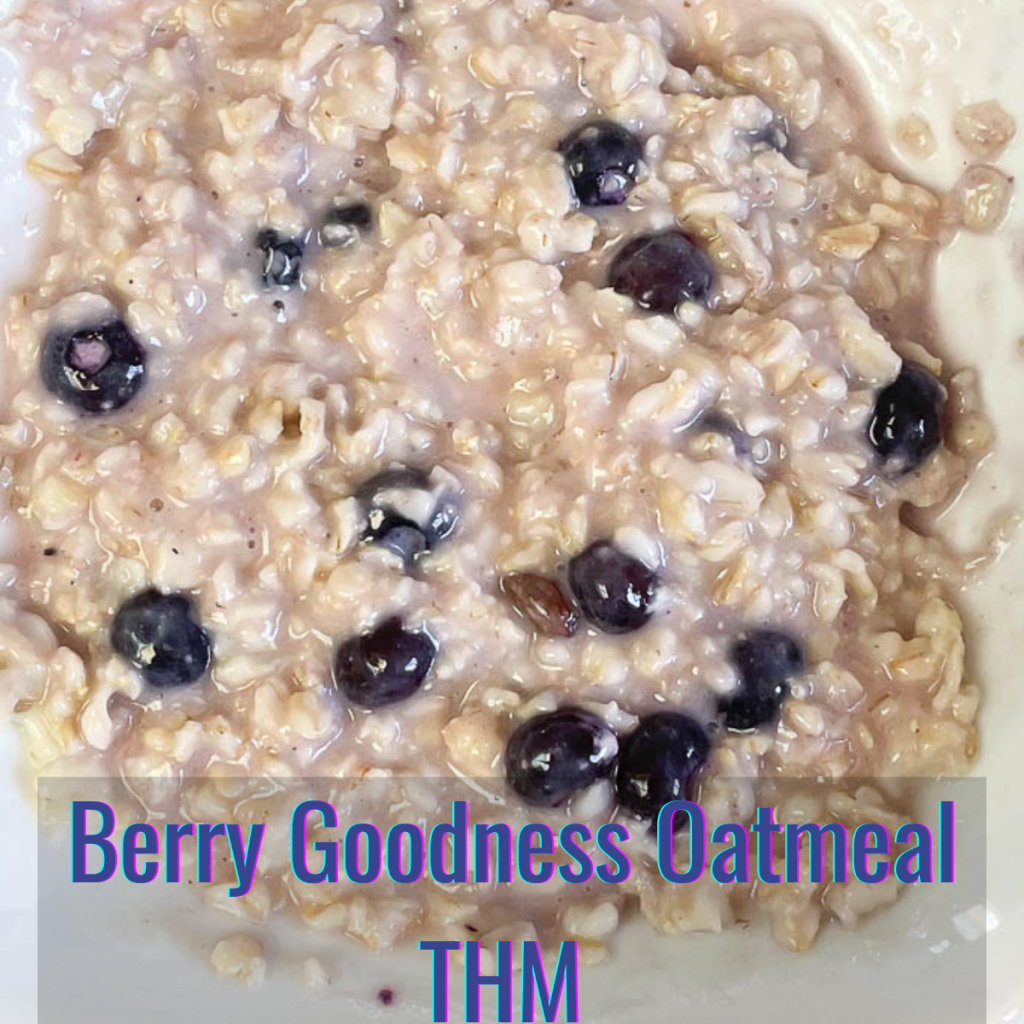 A bowl of oatmeal with blueberries